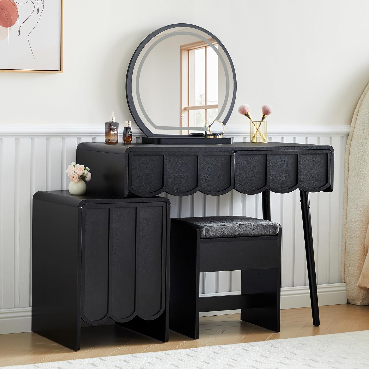 Dressing Table Vanity With Lighted Mirror - Toeletta con Specchio e Luci, Set