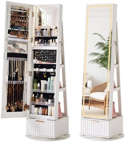Fluted 360 °   Armadio Portagi - Full Length Mirror Jewelry Armoire recensione e prezzo