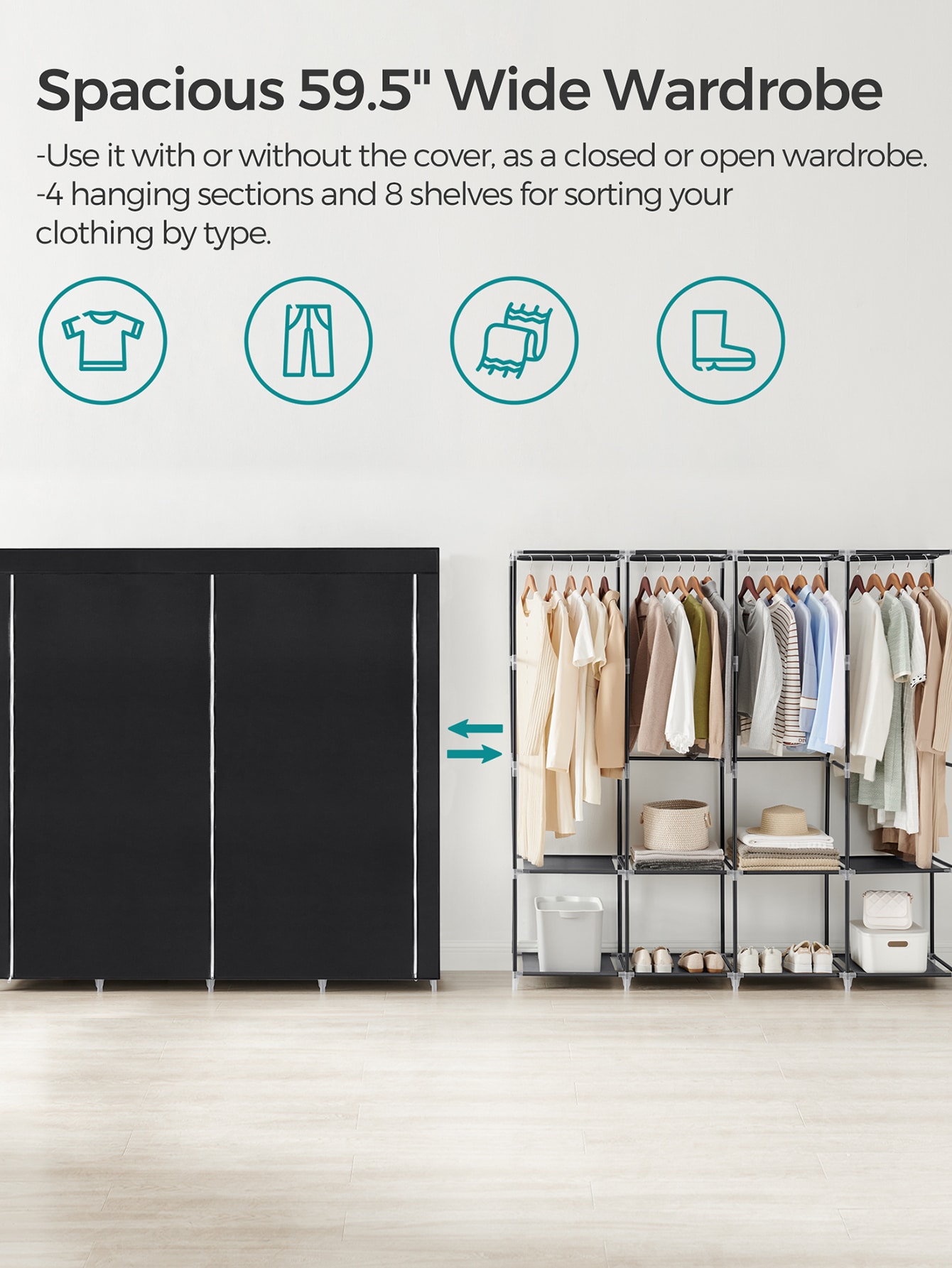 Armadio portatile, sistema di  - Wardrobe Closet Portable Fabric Cover recensione e prezzo