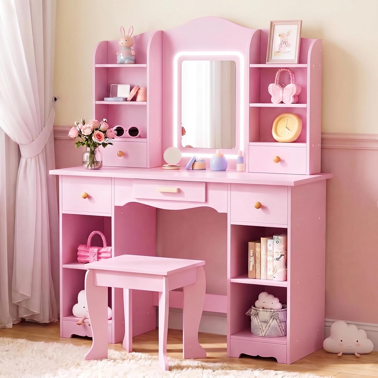 Toeletta per Bambini con Luci  - Dressing Table Vanity With Lighted Mirror recensione e prezzo
