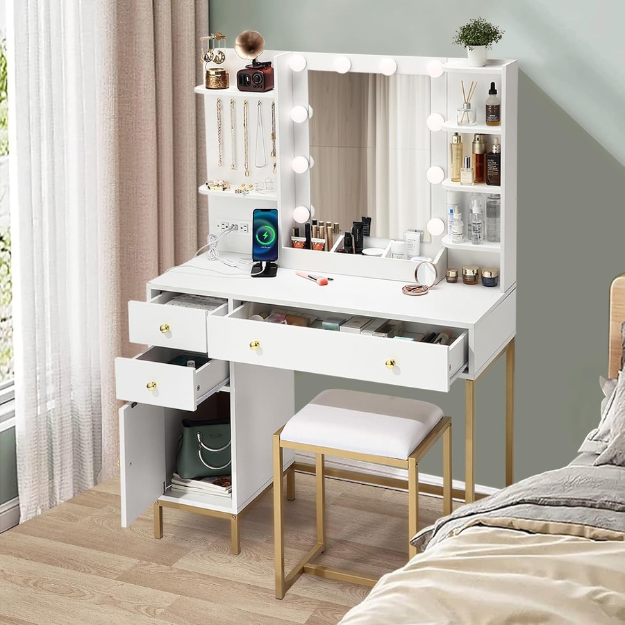 Tavolo da toeletta con specchi - Dressing Table Vanity With Lighted Mirror recensione e prezzo