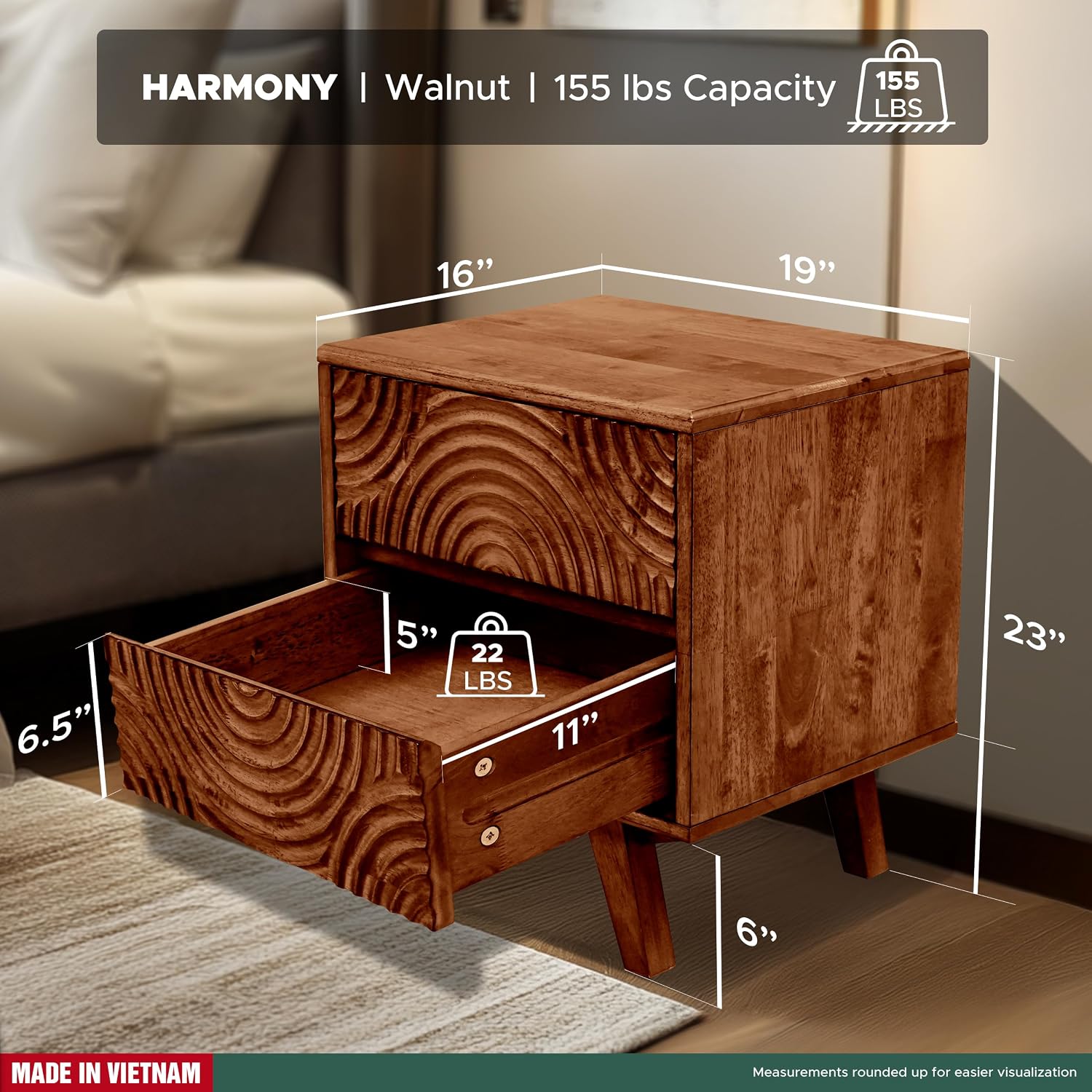 Comodino in Legno Massello di  - Solid Wood Nightstand 2 Drawers recensione e prezzo