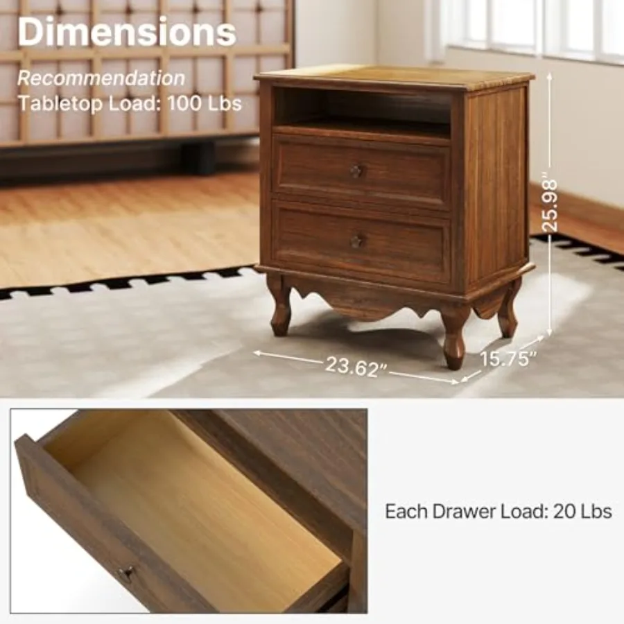 Comodino in legno massello, fo - Solid Wood Nightstand 2 Drawers recensione e prezzo