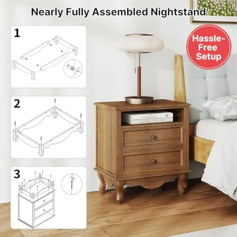 Comodino in legno massello, fo - Solid Wood Nightstand 2 Drawers recensione e prezzo