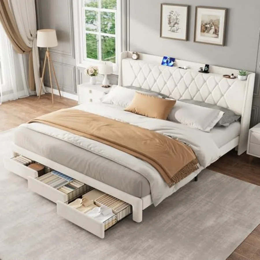 Letto matrimoniale con struttu - King Size Bed Frame With Storage Drawers recensione e prezzo