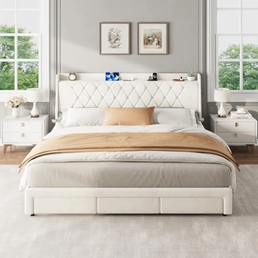 Letto matrimoniale con struttu - King Size Bed Frame With Storage Drawers recensione e prezzo